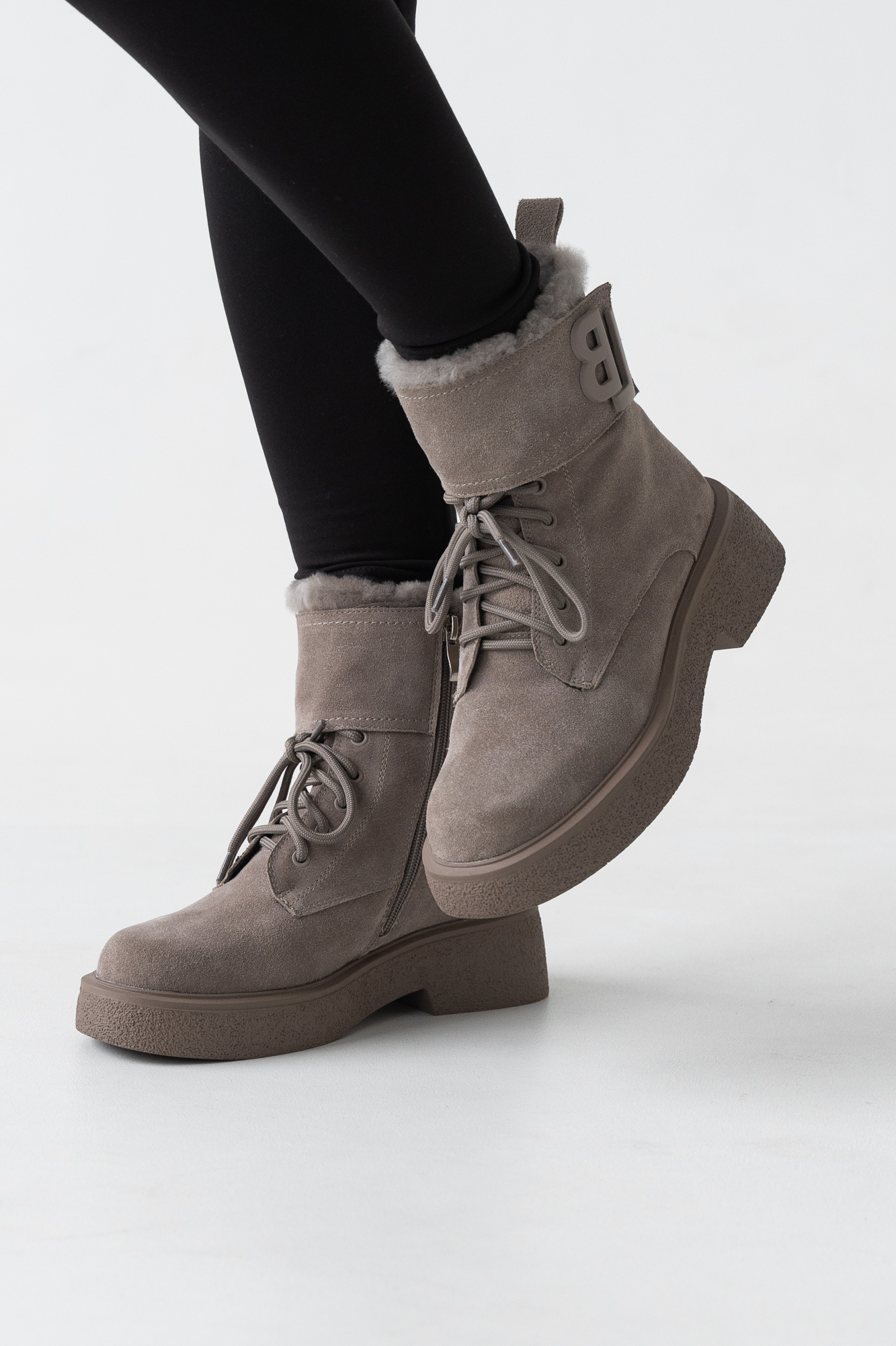 Ботинки женские, арт ZPF5399-Q1262ZM-1, натуральная замша, цвет сер.