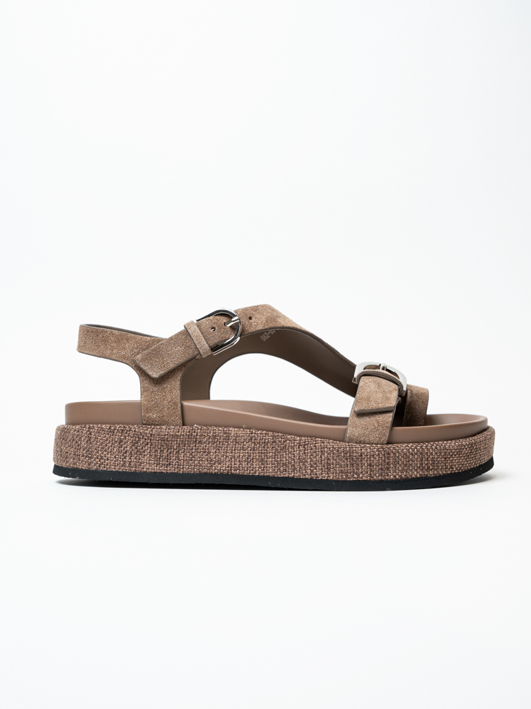 Босоножки женские, арт 062-05-N25205, натуральная замша, цвет беж.