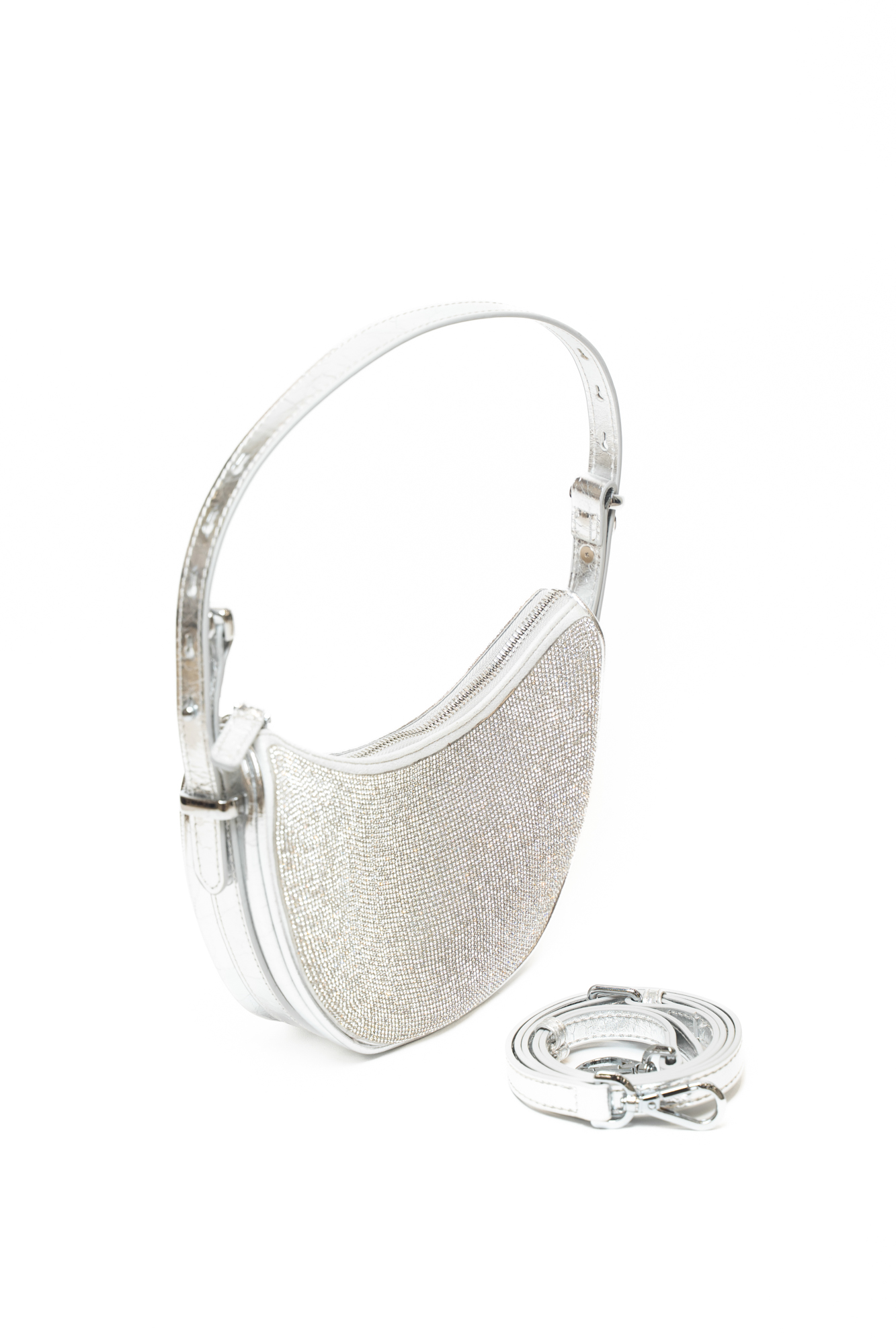 Сумка женская, арт 2217-2, натуральная лакированная кожа, цвет сереб.