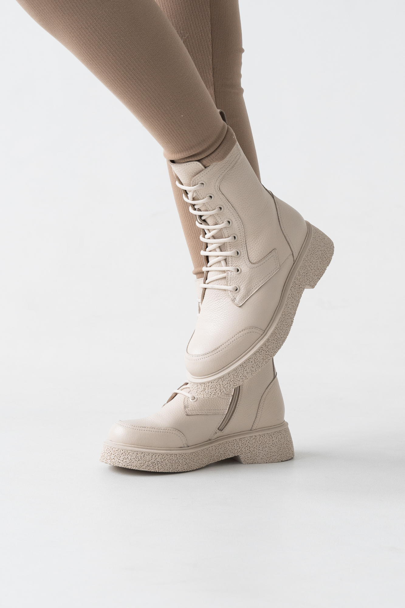 Ботинки женские, арт 35706-682-T2,  натуральная кожа, цвет крем.