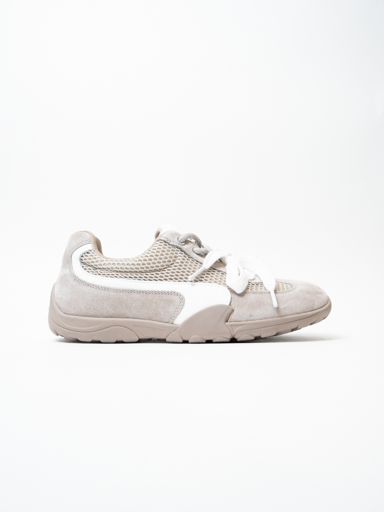 Кроссовки женские, арт 10-1137-4, натуральная замша/текстиль, цвет беж.