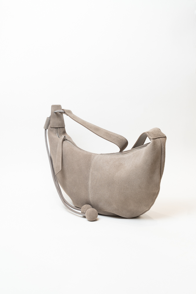 Сумка женская, арт 898787-1, натуральная замша, цвет сер.