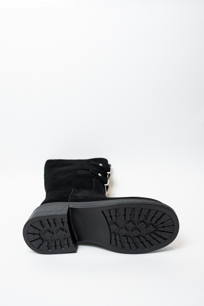 Ботинки женские, арт M3077BM-1-H, натуральная замша, цвет черн.