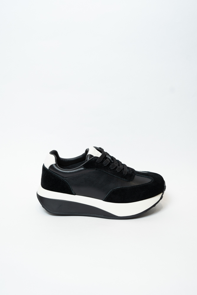 Кроссовки женские, арт Q1215-1, натуральная кожа/замша, цвет черн.