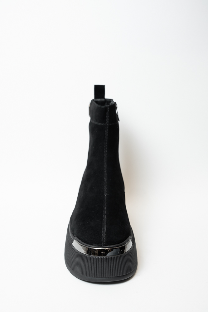 Ботинки женские, арт 6237M-J260-YF100, натуральная замша, цвет черн.