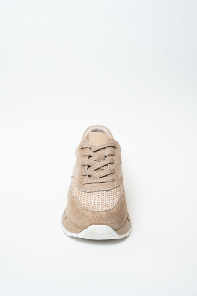 Кроссовки женские, арт 719-005, натуральная замша/текстиль, цвет беж.