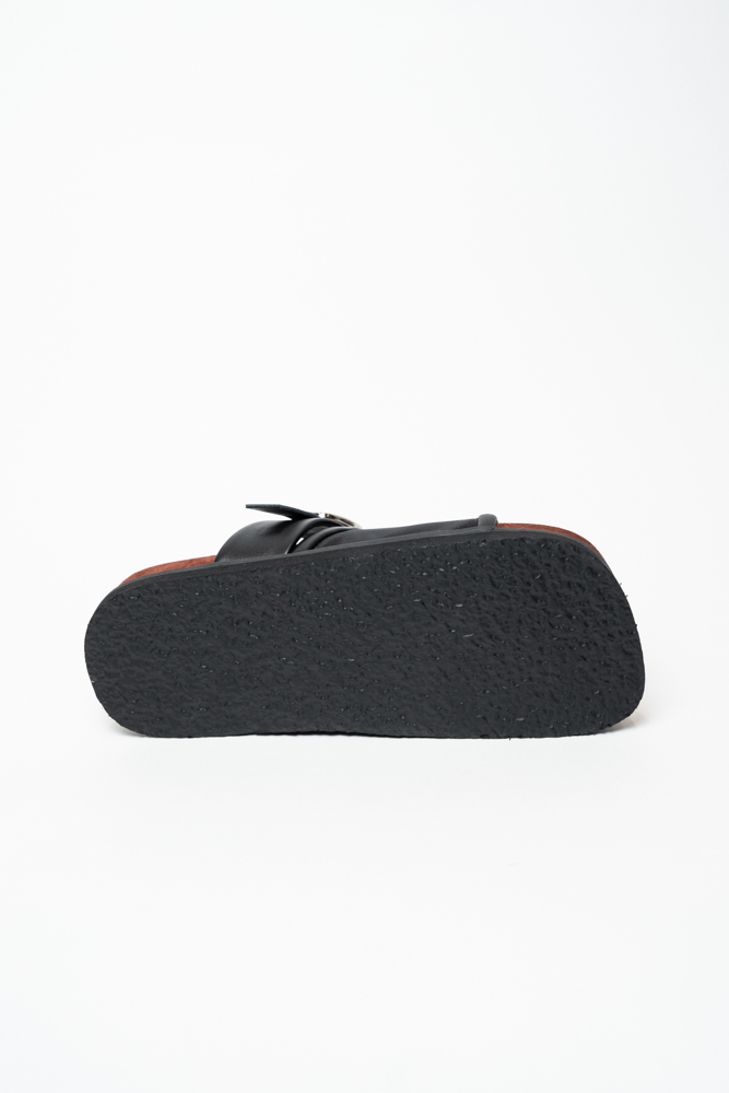 Сабо женские, арт F7188-6-1, натуральная кожа/текстиль, цвет черн.