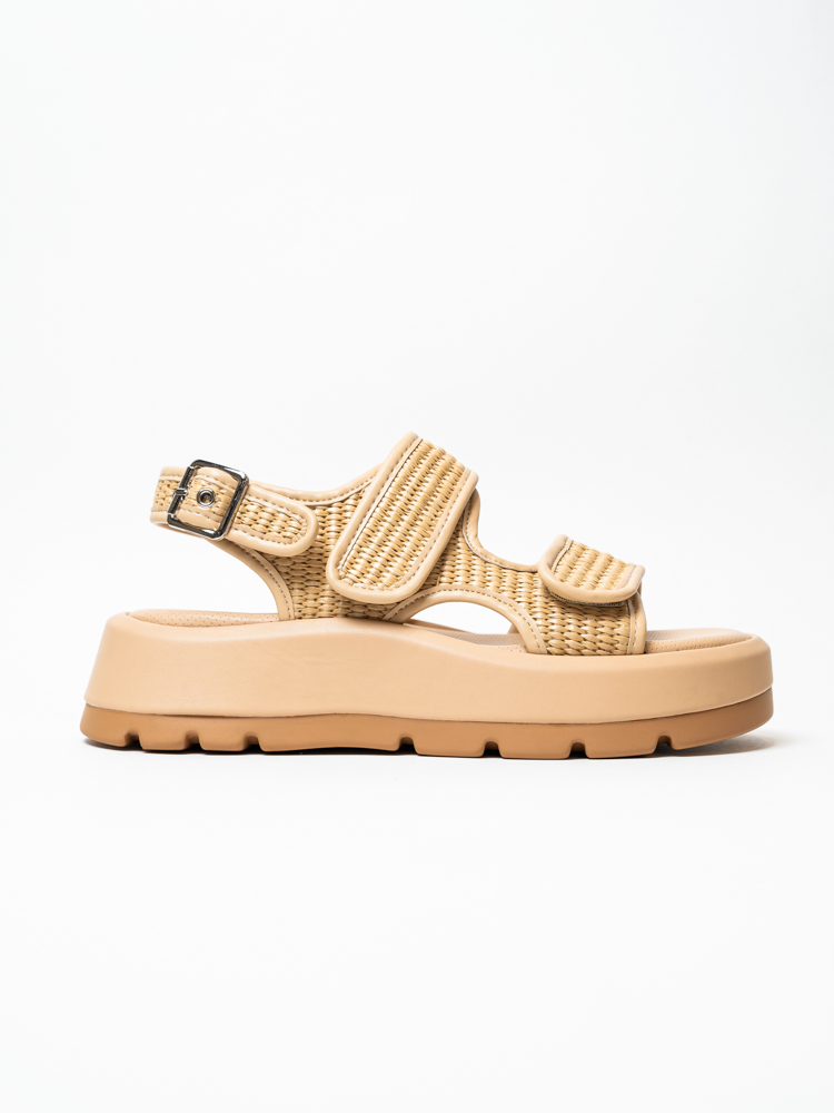 Босоножки женские, арт EMA7-2, текстиль, цвет беж.