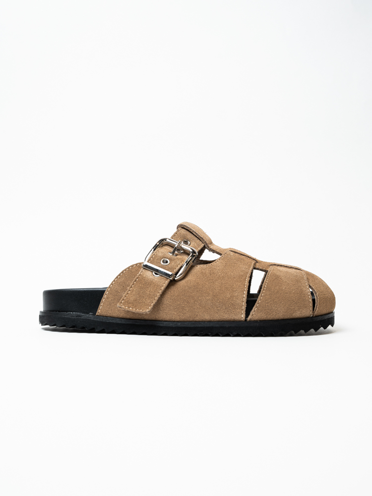 Сабо женские, арт L503-2-KQ, натуральная замша, цвет беж.