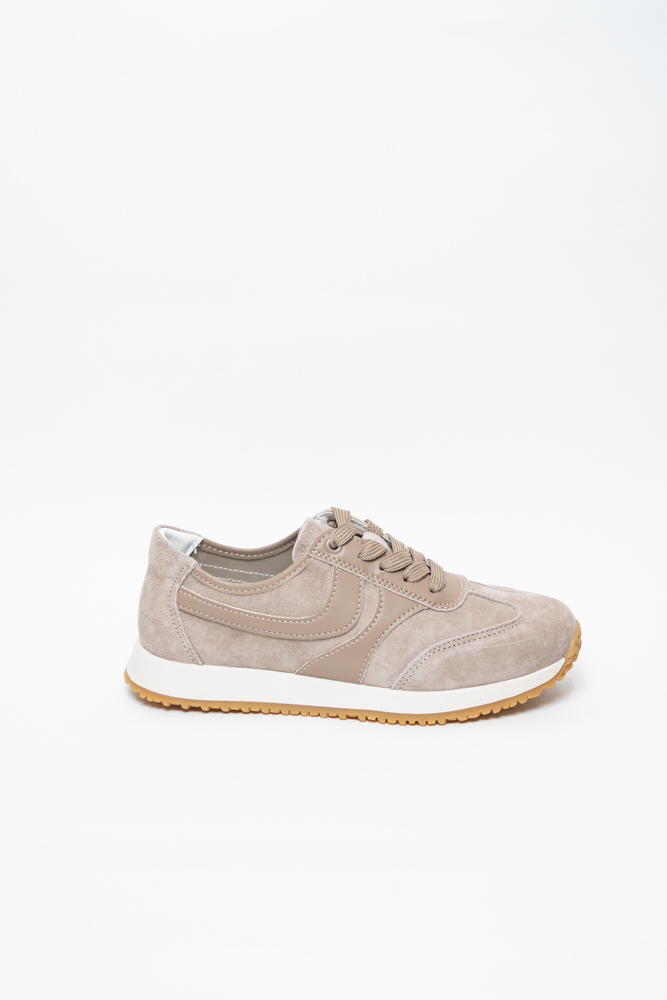 Кроссовки женские, арт F9-Q01-5, натуральная замша, цвет беж.