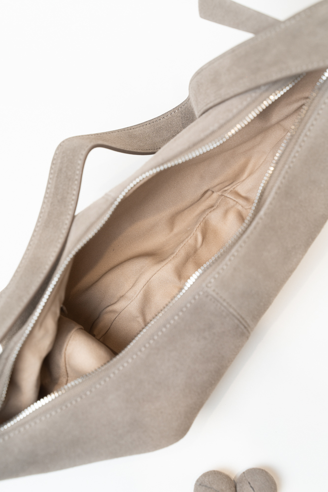 Сумка женская, арт 898787-1, натуральная замша, цвет сер.