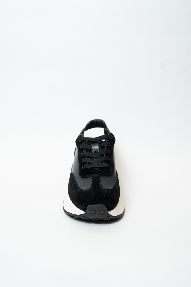 Кроссовки женские, арт Q1215-1, натуральная кожа/замша, цвет черн.