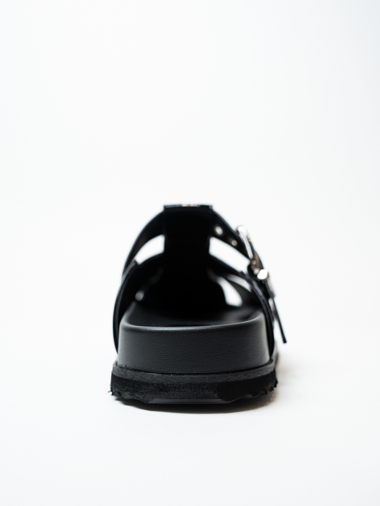 Сабо женские, арт L503-2-H, натуральная лакированная кожа, цвет черн.