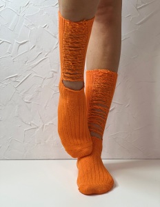 Носки женские, арт 150, текстиль, цвет оранжевый