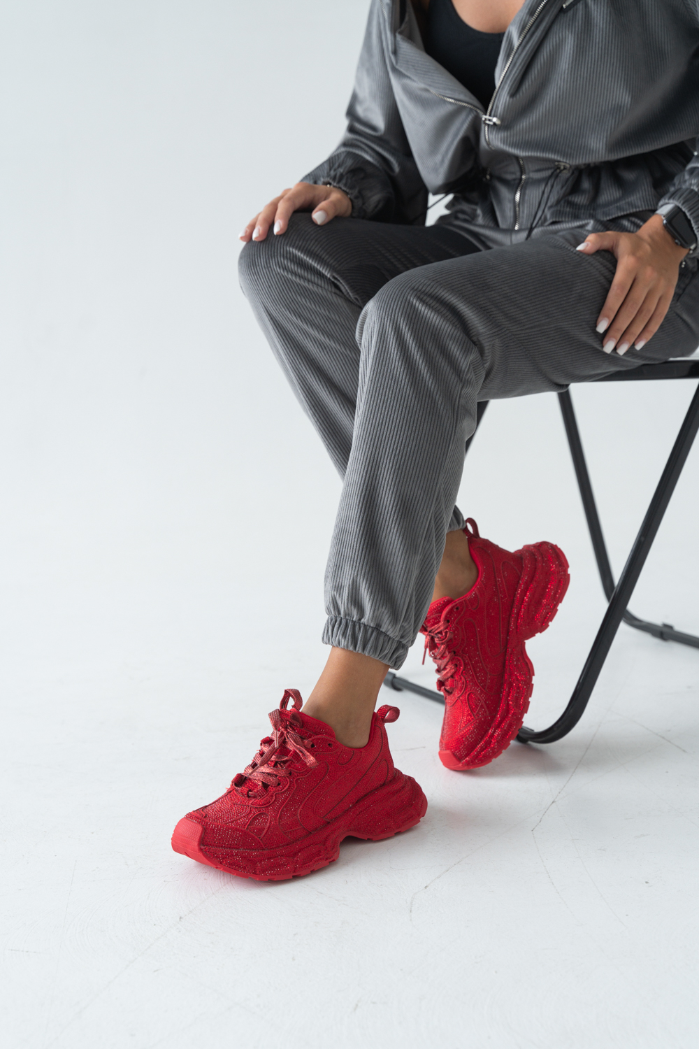 Кроссовки женские, арт 610-1, натуральная кожа, цвет красн.