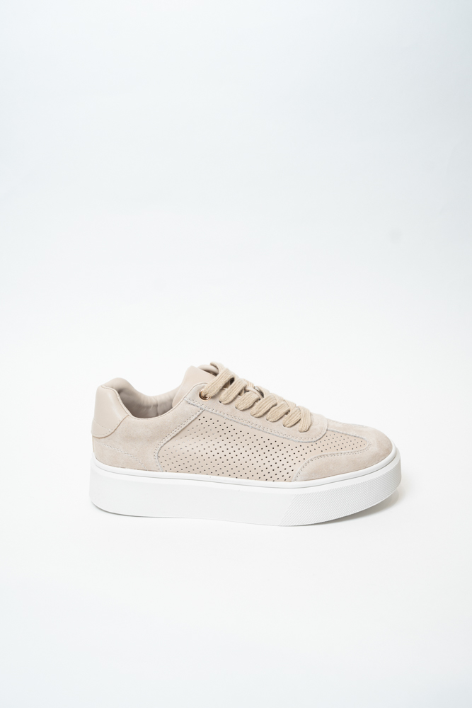 Кроссовки женские, арт 6-636-4, натуральная кожа/замша, цвет беж.