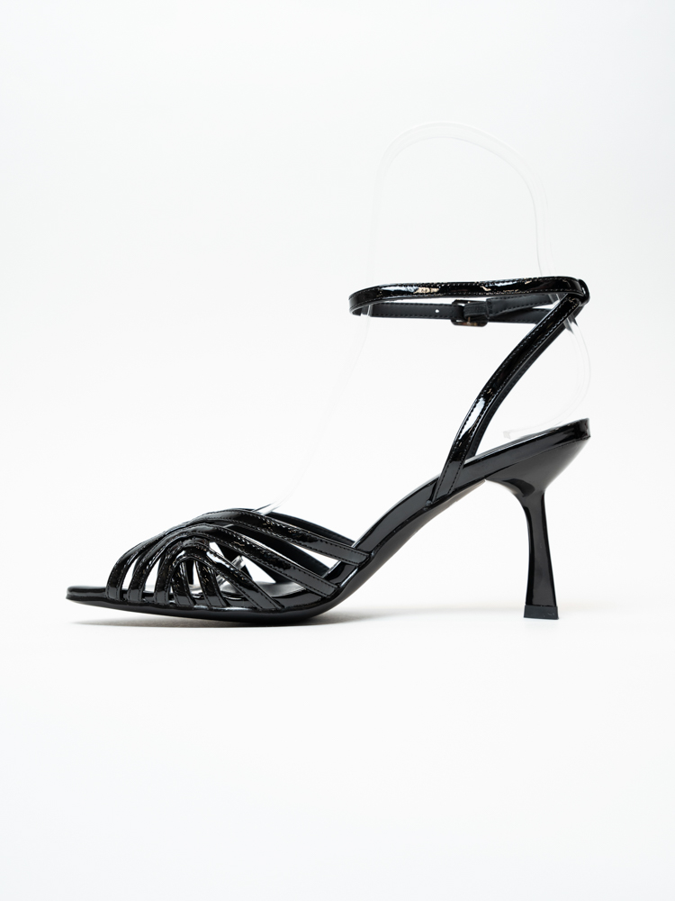 Босоножки женские, арт 6155-312-381D, искусственная лакированная кожа, цвет черн.