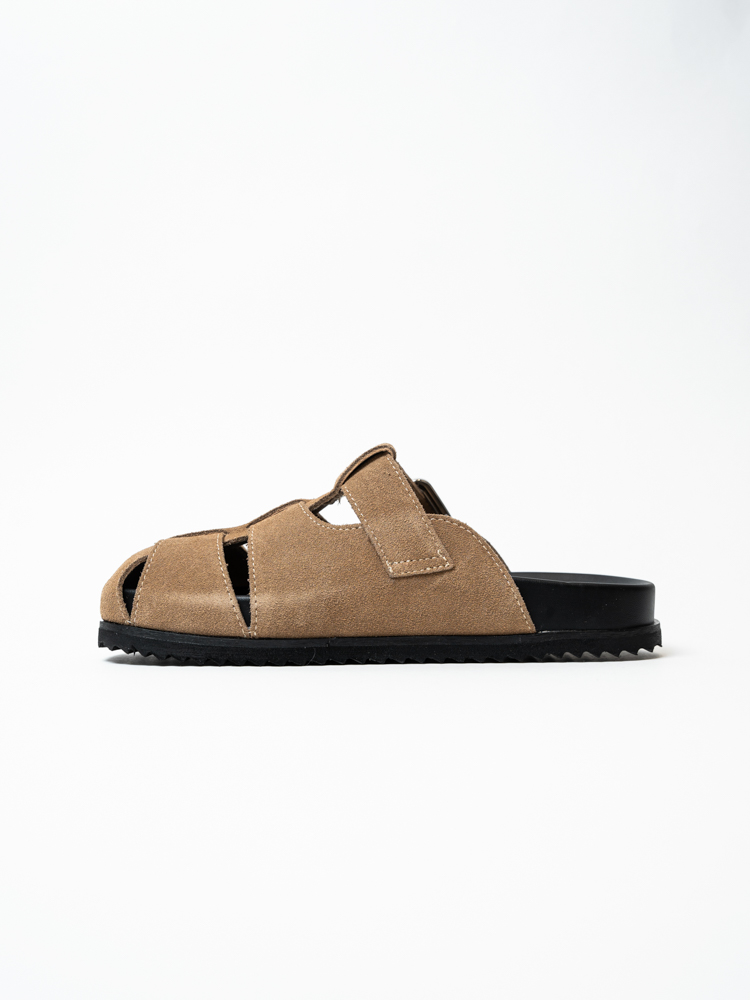 Сабо женские, арт L503-2-KQ, натуральная замша, цвет беж.