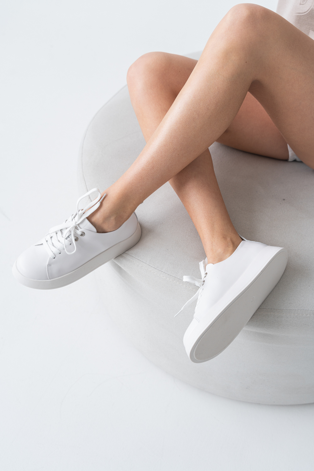 Кроссовки женские, арт K-YD-B21713-338, натуральная кожа, цвет бел.