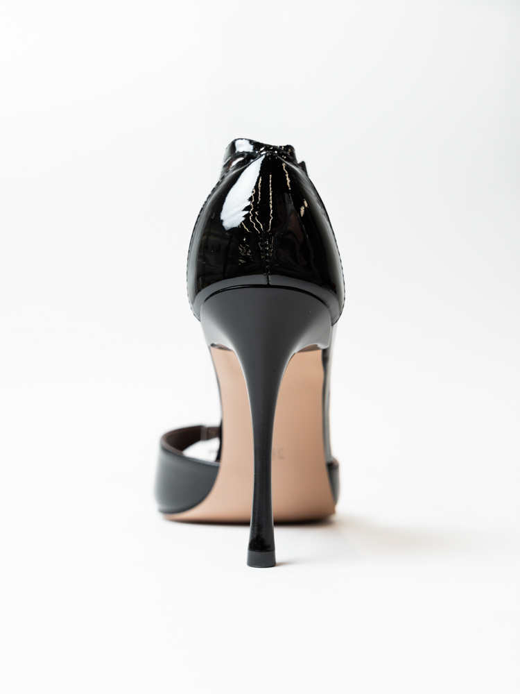 Босоножки женские, арт ED3763-1-1, натуральная лакированная кожа, цвет черн.