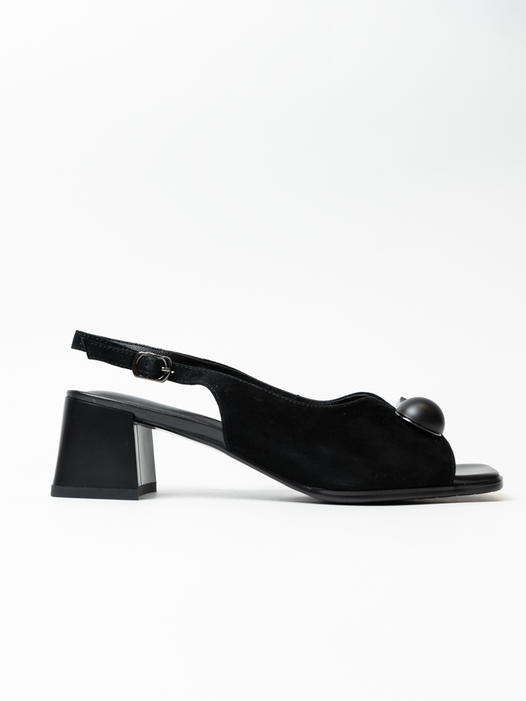 Босоножки женские, арт B4273-60H-R055Y2, натуральная замша, цвет черн.