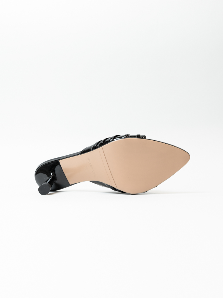Сабо женские, арт B13-HF80991-1T, натуральная лакированная кожа, цвет черн.