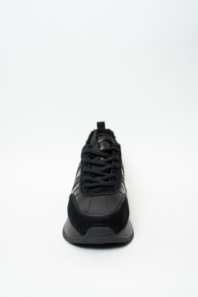 Кроссовки женские, арт LX2308-5-3, натуральная замша/текстиль, цвет черн.