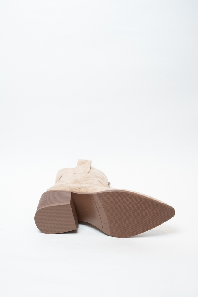 Ботинки женские, арт P113-56-1/961YF, натуральная замша, цвет беж.