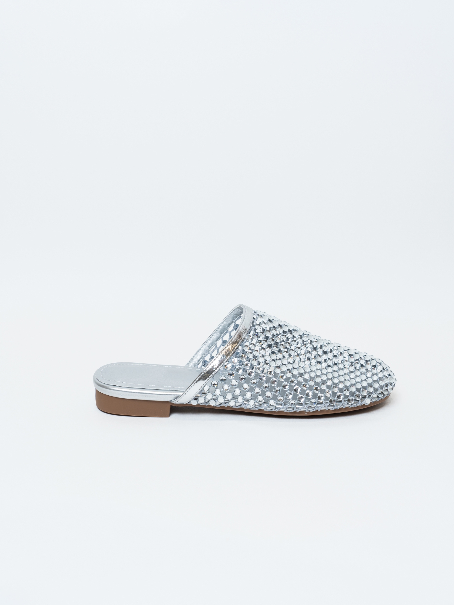 Сабо женские, арт K531-6-1, текстиль, цвет сереб.