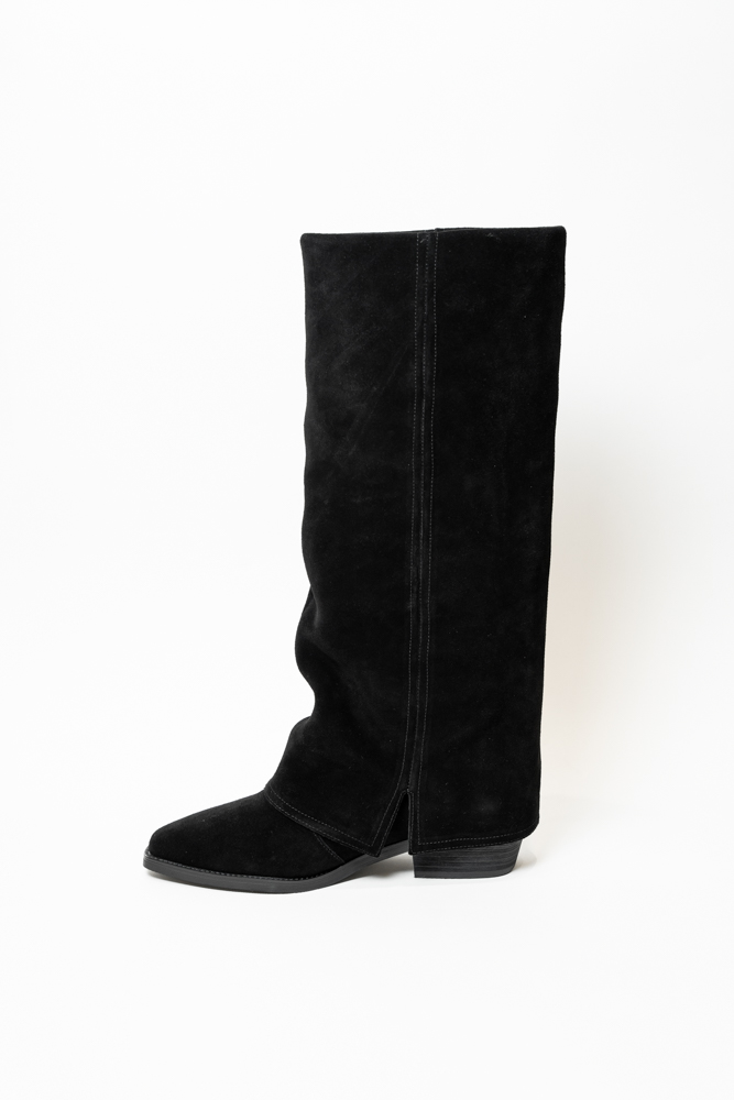 Сапоги женские, арт K350-802-R, натуральная замша, цвет черн.