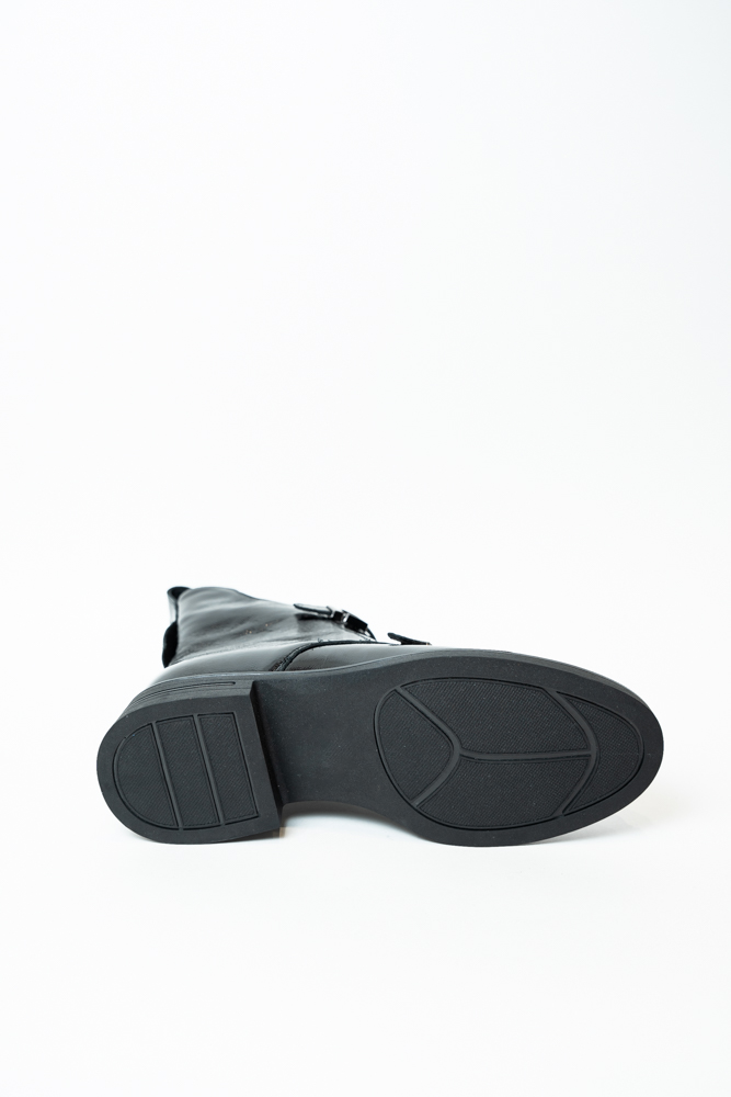 Ботинки женские, арт 2631-5503-QP-R, натуральная лакированная кожа, цвет черн.