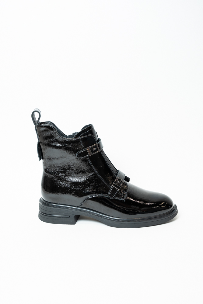 Ботинки женские, арт 2631-5503-QP-R, натуральная лакированная кожа, цвет черн.