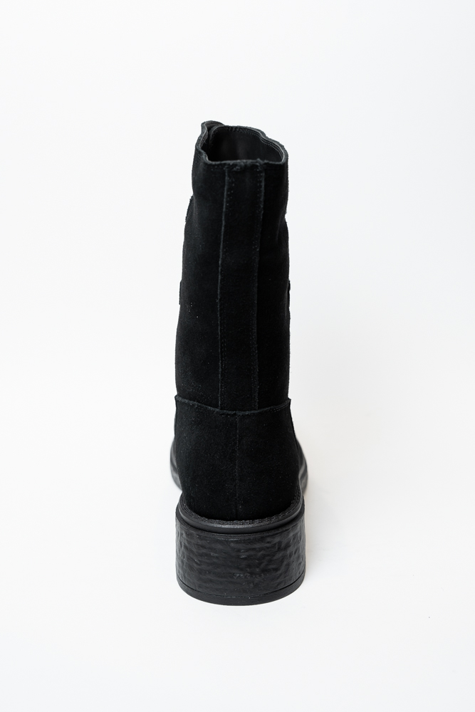 Ботинки женские, арт M3077BM-1-H, натуральная замша, цвет черн.