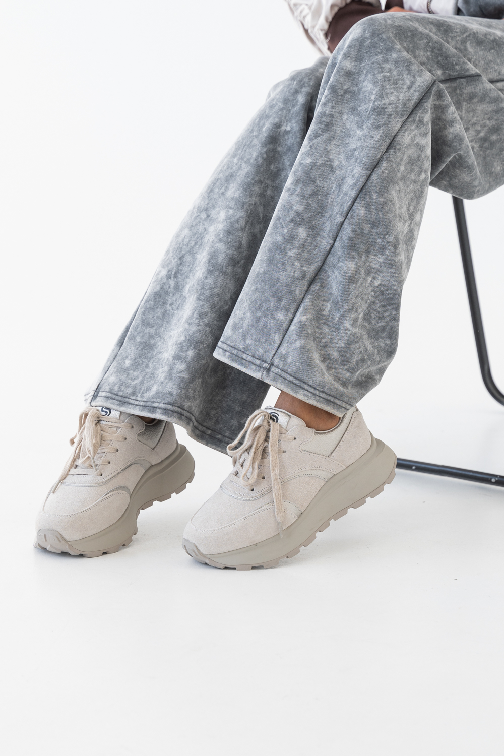 Кроссовки женские, арт K-YD-10005-3,натуральная замша, цвет сер.