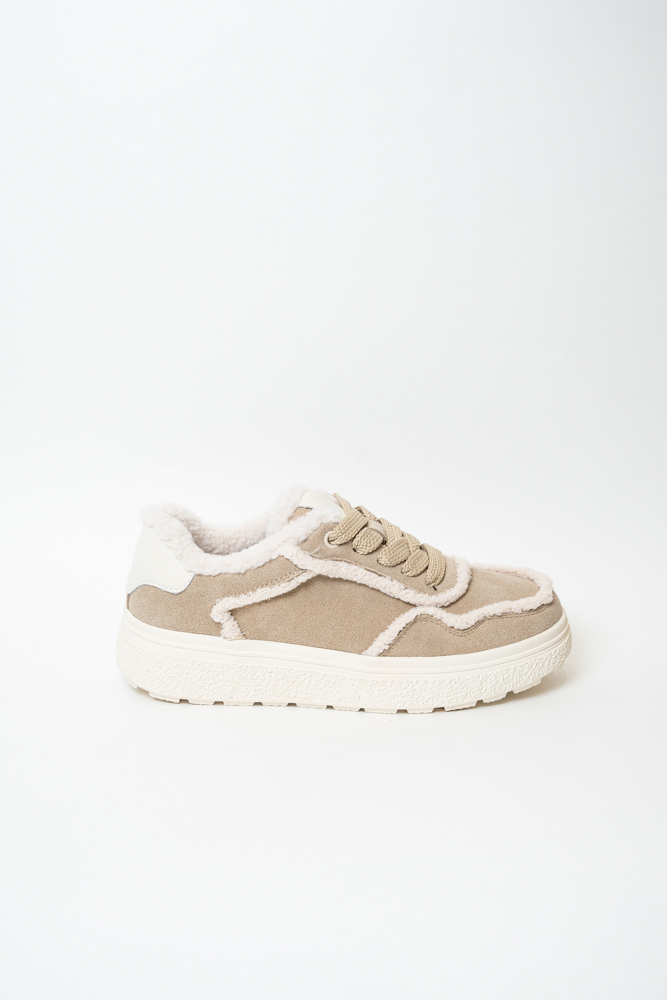 Кроссовки женские, арт 61010-1C-R101, натуральная замша, цвет беж.