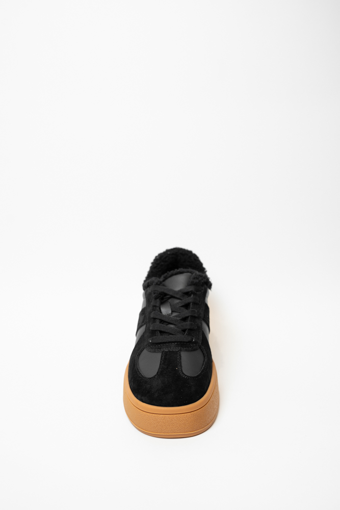 Кроссовки женские, арт 58320R-1-H, натуральная замша/кожа, цвет черн.