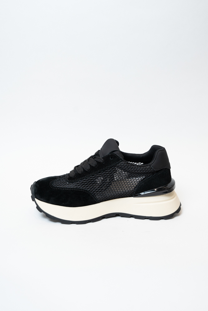 Кроссовки женские, арт TA101-5-5, натуральная замша/текстиль, цвет черн.