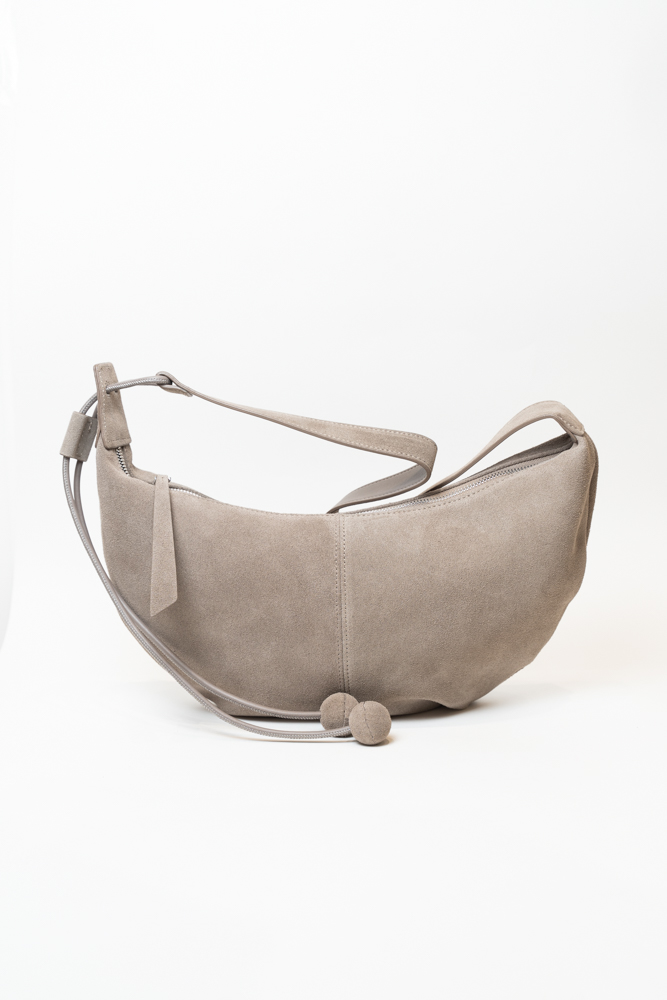 Сумка женская, арт 898787-1, натуральная замша, цвет сер.