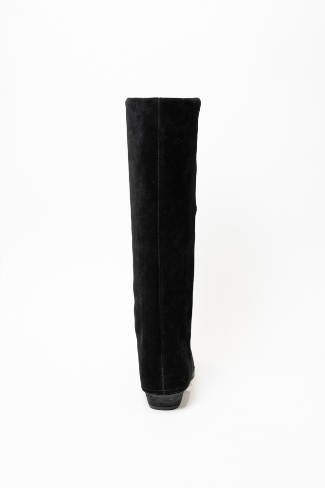 Сапоги женские, арт K350-802-R, натуральная замша, цвет черн.