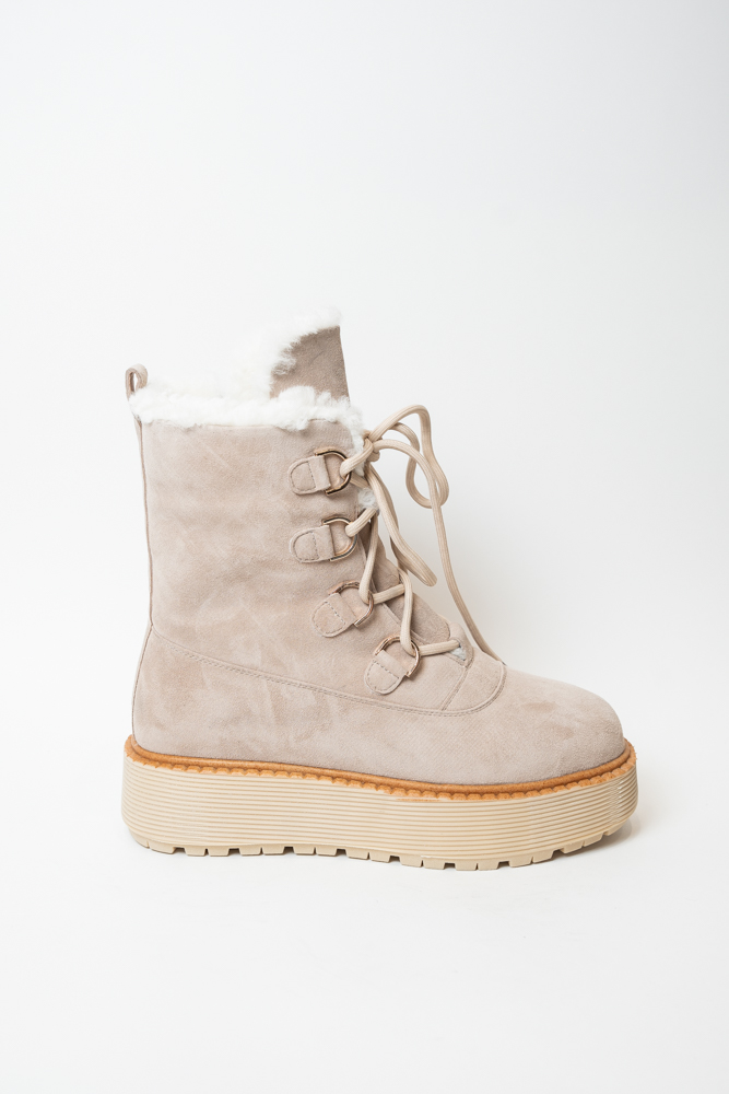 Ботинки женские, арт 4KM240-EB696-W64, натуральная замша, цвет беж.