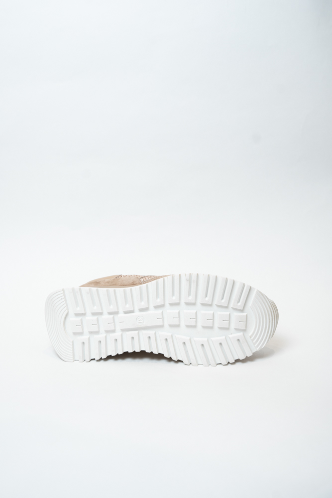 Кроссовки женские, арт 719-005, натуральная замша/текстиль, цвет беж.