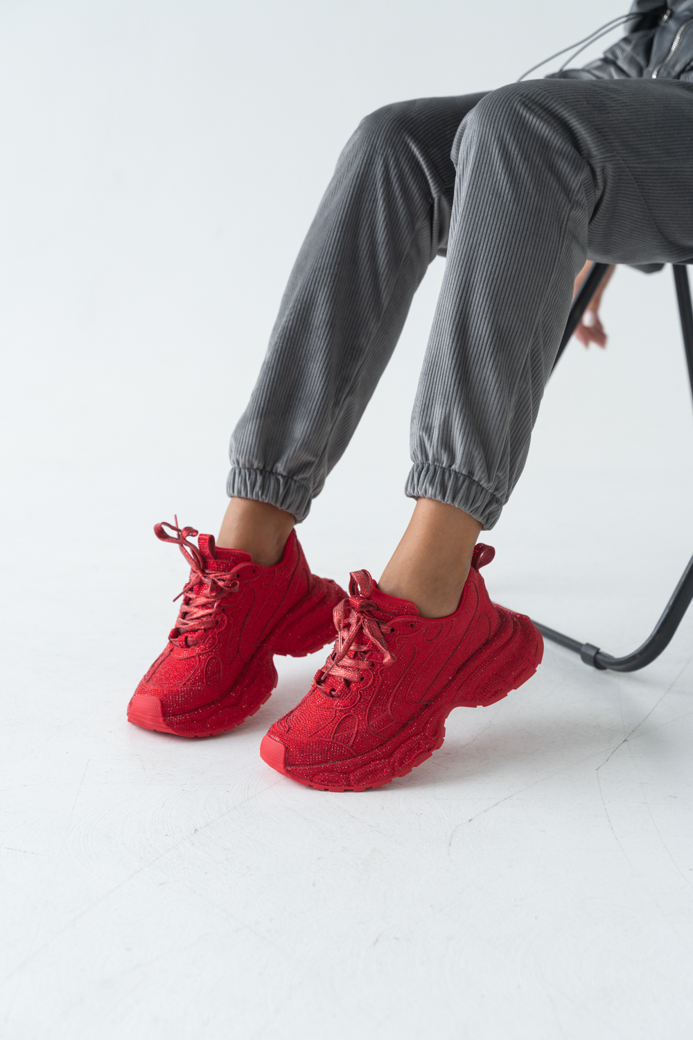 Кроссовки женские, арт 610-1, натуральная кожа, цвет красн.