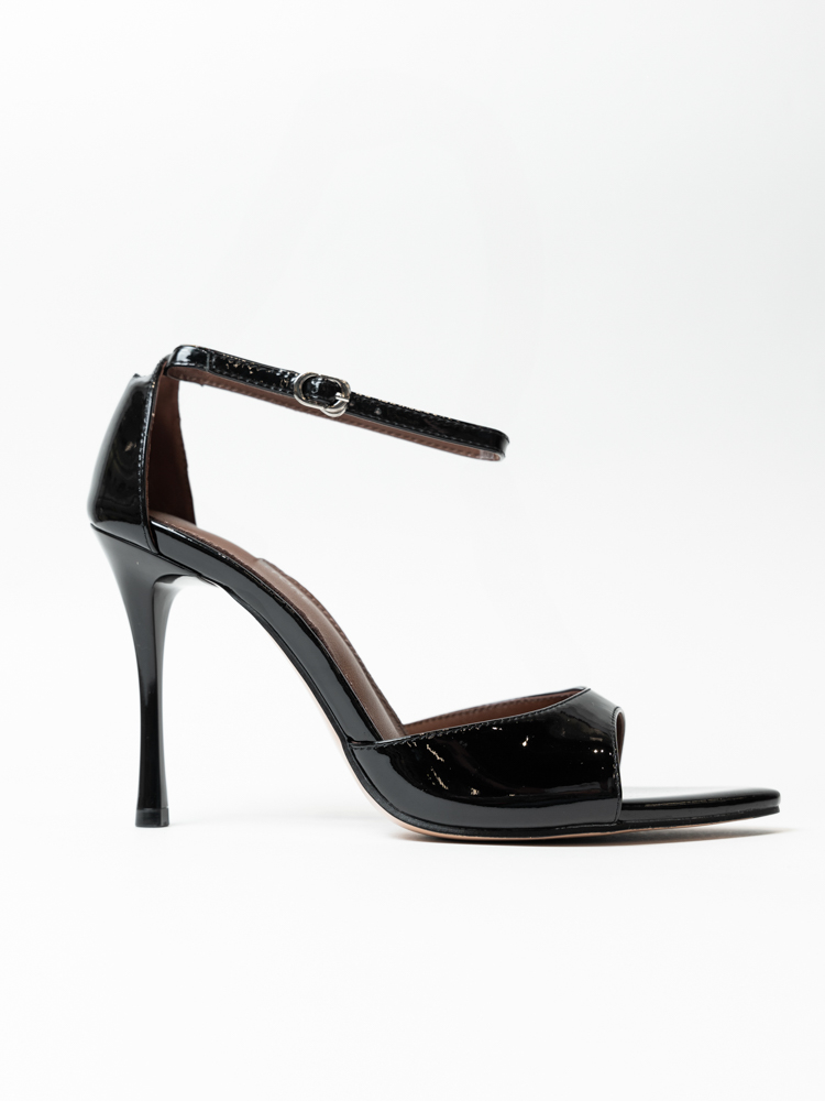 Босоножки женские, арт ED3763-1-1, натуральная лакированная кожа, цвет черн.