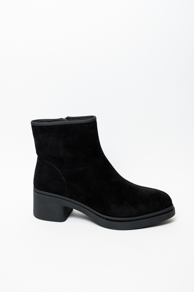 Ботинки женские, арт K76-633-2NM, натуральная замша, цвет черн.
