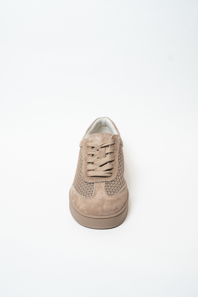 Кроссовки женские, арт DHY77-2, натуральная замша/текстиль, цвет беж.