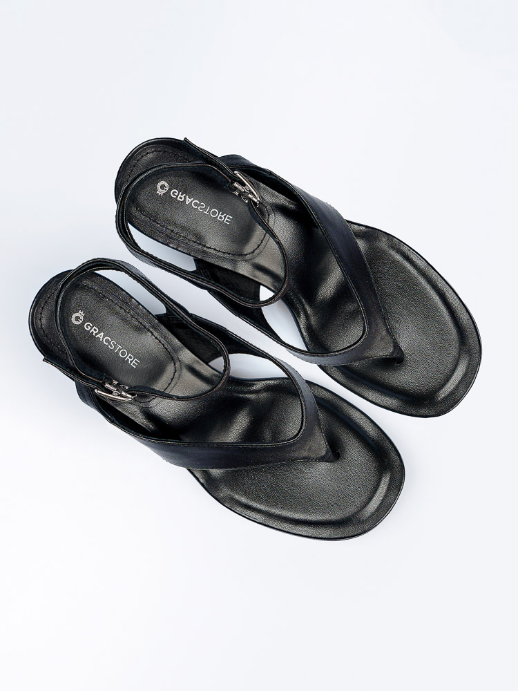 Босоножки женские, арт AW1693-1-G997N, натуральная кожа, цвет черн.