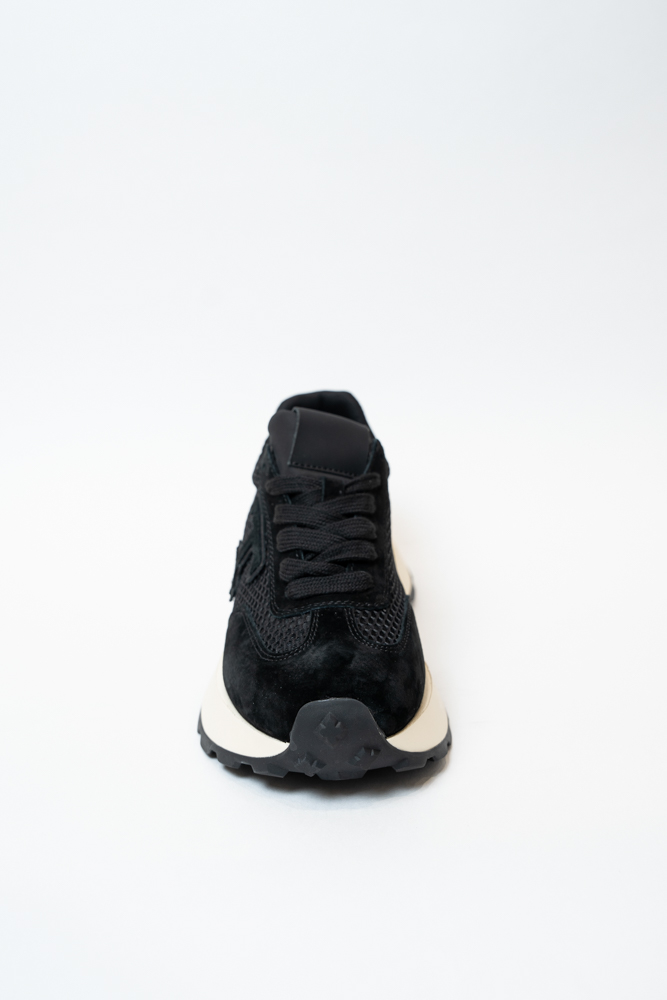 Кроссовки женские, арт TA101-5-5, натуральная замша/текстиль, цвет черн.