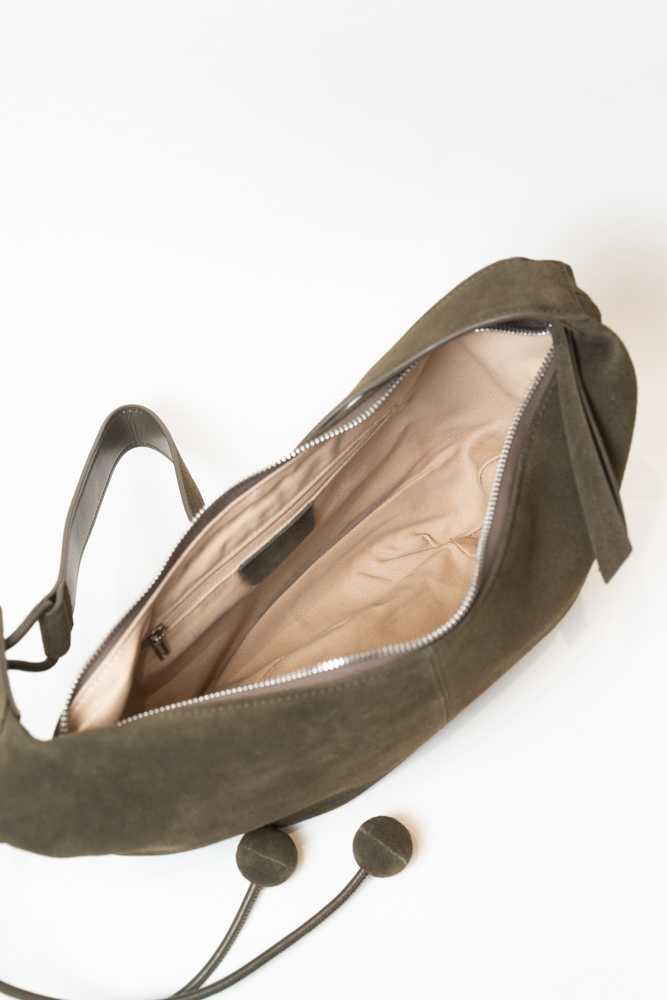 Сумка женская, арт 898787-1, натуральная замша, цвет зел.