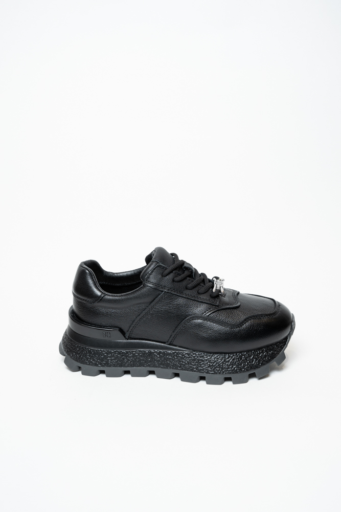 Кроссовки женские, арт JV801012, натуральная кожа, цвет черн.