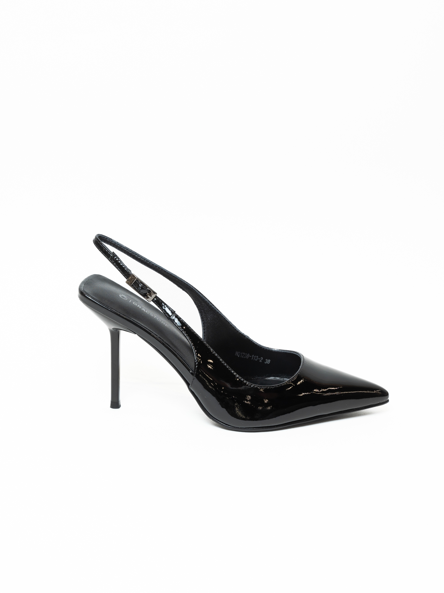 Босоножки женские, арт WQ1238-113-2, натуральная лакированная кожа, цвет черн.